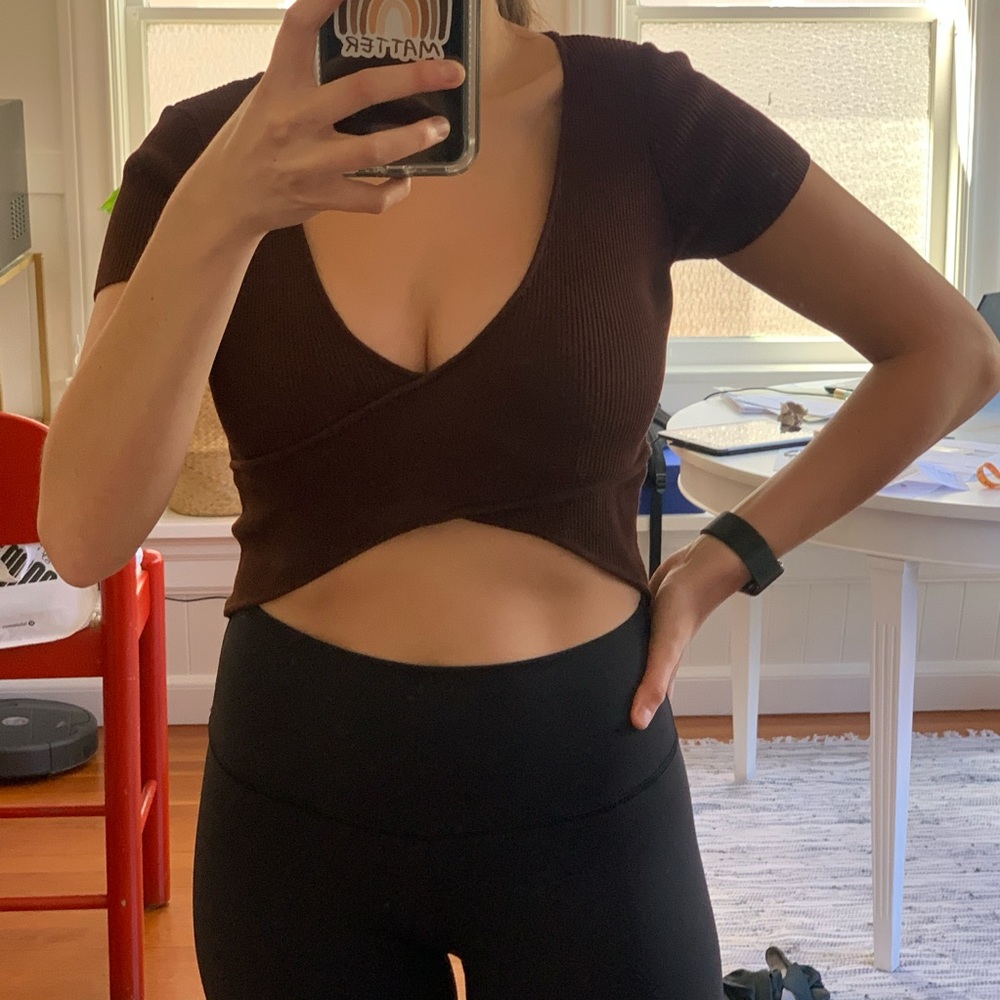 Zara Knit Ribbed Wrap Top - Picture 7 of 8